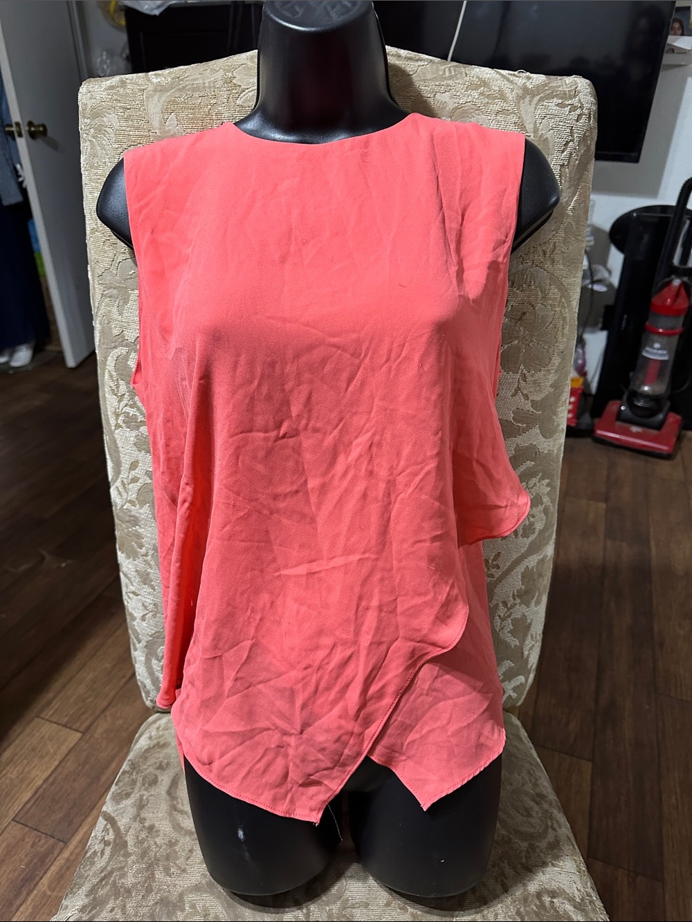 Ivanka Trump Coral Sleeveless Draped Tank